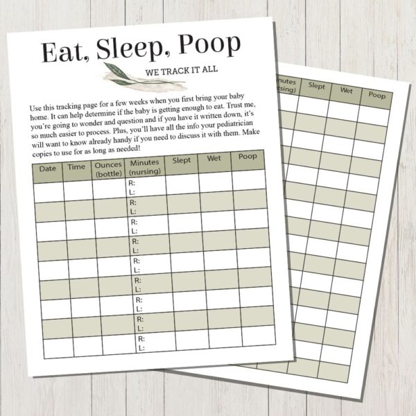 Eat Sleep Poop Chart